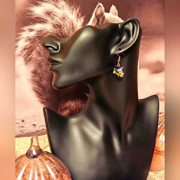 NEW Colorful Stack of Book Earrings E1P32 - Picture 2 of 5